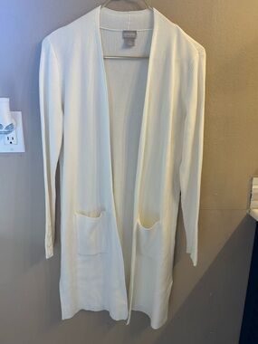 NWT Chico's Cream Longline Open-Front Cardigan with Pockets